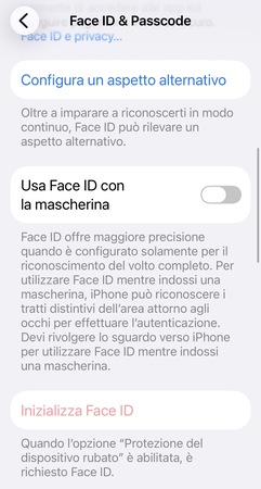 inizialzzazione face id